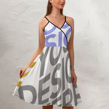 Lade das Bild in den Galerie-Viewer, Multi-Image-Design Damen / Frauen Sommerkleid Sling Kleid Trägerkleid mit V-Ausschnitt und mit Spaghetti-Träger NZ016 mit Foto Design Motiv Text selbst gestalten und bedrucken