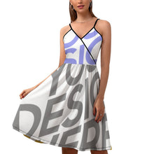 Lade das Bild in den Galerie-Viewer, Multi-Image-Design Damen / Frauen Sommerkleid Sling Kleid Trägerkleid mit V-Ausschnitt und mit Spaghetti-Träger NZ016 mit Foto Design Motiv Text selbst gestalten und bedrucken