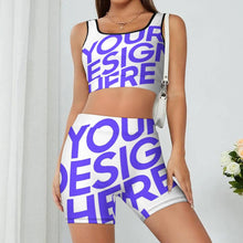 Lade das Bild in den Galerie-Viewer, Einzelbild-Design Damen Yoga Trainingsanzug Set 2-tlg mit Crop Top und Short YJ052 mit Foto Design Motiv Text selbst gestalten und bedrucken