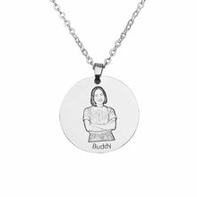 Lade das Bild in den Galerie-Viewer, Gravierbares Plättchen Foto Erinnerung Halskette aus Titanstahl mit 18K Gold Roségold Vergoldung selbst gestalten