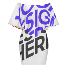 Lade das Bild in den Galerie-Viewer, Multi-Image-Design 2024 NEW Kleid Jerseykleid Schal-Kleid mit Rüschen MXLD017 mit Foto Design Motiv Text selbst gestalten und bedrucken (Simple Design)