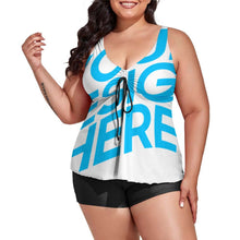 Lade das Bild in den Galerie-Viewer, Over Size Einzelbilddruck Damen / Frauen Voll Druck Sexy Tankini Set Tief V-Ausschnitt Große Größen QZ6065 mit Fotos Muster Text Logo selbst gestalten und bedrucken