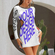 Lade das Bild in den Galerie-Viewer, Multi-Image-Design Damen / Frauen Langarm Kleid mit Cut-Out NZ038 mit Foto Design Motiv Text selbst gestalten und bedrucken