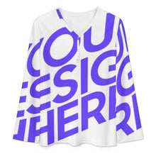 Lade das Bild in den Galerie-Viewer, Einzelbild-Design Damen / Frauen Langärmliges T-Shirt mit V-Ausschnitt mit Foto Design Motiv Text selbst gestalten und bedrucken (Simple Design)