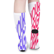 Lade das Bild in den Galerie-Viewer, Multi-Image-Design Socken lang Damen Herren mit Ihrem Design Motiv und Foto selbst gestalten und bedrucken (Zehen und Fersen schwarz)