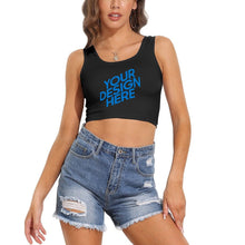 Lade das Bild in den Galerie-Viewer, Crop Top Basictop Damen / Frauen aus elastischer Baumwoll-Qualität A-010 mit Fotos Muster Text Logo selbst gestalten und bedrucken