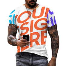 Lade das Bild in den Galerie-Viewer, Multi-Image-Druck Allover Print TShirt 100% Baumwolle T-Shirt ay001 Männer Herren mit Fotos Muster Text Logo selbst gestalten und bedrucken