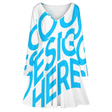 Lade das Bild in den Galerie-Viewer, Einzelbilddruck Oversized V-Ausschnitt Langarm Kleid Blusenkleid B829 mit Fotos Muster Text Logo selbst gestalten und bedrucken