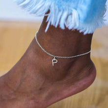 Lade das Bild in den Galerie-Viewer, Personalisierte Buchstabe Fußkette S0026 aus 925er Sterling Silber mit 18K Gold Roségold Vergoldung selbst gestalten