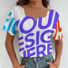 Lade das Bild in den Galerie-Viewer, Multi-Image-Druck Vollprint Tshirt Damen mit wellenförmigem Ausschnitt BBT mit Foto Muster Text Logo selbst gestalten und bedrucken