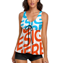 Lade das Bild in den Galerie-Viewer, Multi-Image-Druck Two-Piece Tankini Set Badeanzug 2 teilig QZ6065 mit Fotos Muster Text Logo selbst gestalten und bedrucken