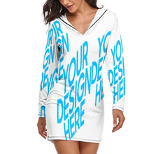 Lade das Bild in den Galerie-Viewer, Sportliches Hoodiekleid Langer Kapuzenpullover-Kleid QZ6056 Damen/Frauen selbst gestalten und bedrucken