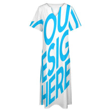 Lade das Bild in den Galerie-Viewer, Einzelbilddruck Damen Kurzarm V-Ausschnitt Casual Lang Kleid Maxikleid Shirt Kleid mit Taschen BYQ mit Fotos Muster Text Logo selbst gestalten und bedrucken