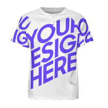 Lade das Bild in den Galerie-Viewer, Einzelbild-Design Männer Kurzarm Reglan T Shirt mit drei Knöpfen mit Ihrem Design Motiv Foto Text selbst gestalten und bedrucken