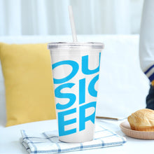 Lade das Bild in den Galerie-Viewer, Doppelwandiger Thermo-Becher mit Deckel und Strohhalm Wasserflasche Wasserbecher Doppel-isolierbecher Kreativer Doppel-strohbecher mit Ihrem eigenen Design Text oder Foto selbst gestalten und bedrucken