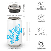 Lade das Bild in den Galerie-Viewer, Cola Cup 300ml / 500ml Becher Thermobecher aus Edelstahl 304 mit Deckel und Strohhalm mit Foto Muster Text Logo selbst gestalten und bedrucken