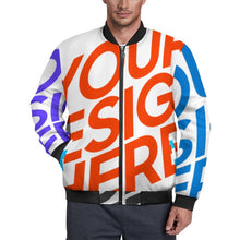 Lade das Bild in den Galerie-Viewer, Multi-Image-Design Herren / Männer Jacke Bomber Jacket mit Zipper BMJ mit Foto Design Motiv Text selbst gestalten und bedrucken