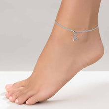 Lade das Bild in den Galerie-Viewer, Personalisierte Buchstabe Fußkette S0026 aus 925er Sterling Silber mit 18K Gold Roségold Vergoldung selbst gestalten