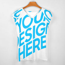 Lade das Bild in den Galerie-Viewer, Einzelbilddruck Kurzarm Shirt T-Shirt V-Ausschnitt mit Rüschen BUT mit Fotos Muster Text Logo selbst gestalten und bedrucken