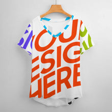 Lade das Bild in den Galerie-Viewer, Große Größen Multi-Image-Druck Damen / Frauen T-Shirt TSHIRT kurzarm mit V-Ausschnitt NZ109 mit Fotos Muster Text Logo selbst gestalten und bedrucken