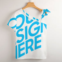 Lade das Bild in den Galerie-Viewer, Einzelbilddruck Kurzarmbluse Short Sleeve ZT mit Schleife Träger Damen / Frauen mit Foto Text Muster selbst gestalten und bedrucken
