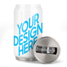 Lade das Bild in den Galerie-Viewer, Cola Cup 300ml / 500ml Becher Thermobecher aus Edelstahl 304 mit Deckel und Strohhalm mit Foto Muster Text Logo selbst gestalten und bedrucken