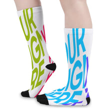 Lade das Bild in den Galerie-Viewer, Multi-Image-Design Socken lang Damen Herren mit Ihrem Design Motiv und Foto selbst gestalten und bedrucken (Zehen und Fersen schwarz)
