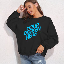 Lade das Bild in den Galerie-Viewer, 100% Baumwolle Rundhalspullover Sweatshirts mit Puffärmel Vorderdruck D-61 für Damen Frauen mit Foto selbst gestalten und bedrucken