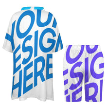 Lade das Bild in den Galerie-Viewer, Multi Images Druck Blusenshirt mit V-Ausschnitt mit Fledermausärmeln OTZ 2 tlg. Set mit Foto Muster Text Logo selbst gestalten und bedrucken