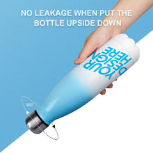 Lade das Bild in den Galerie-Viewer, 500ml Cola Flasche mit Farbverlauf Blau / Rosa mit Fotos Muster Text Logo selbst gestalten und bedrucken