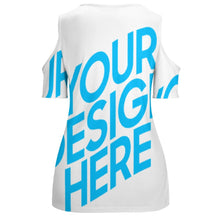 Lade das Bild in den Galerie-Viewer, Kurzarmshirt Schulterfreie Shirts TSHIRT mit U-Ausschnitt für Damen Frauen mit Foto selbst gestalten und bedrucken