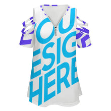 Lade das Bild in den Galerie-Viewer, Modisches Sexy Multi-Image-Druck Voll Druck Damen / Frauen BE Zip Off Shoulder Top Trägerloses Shirt TSHIRT Trägertop mit extravagantem Ausschnitt NZ2205125 mit Fotos Muster Text Logo selbst gestalten und bedrucken