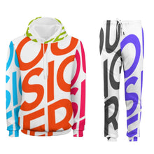 Lade das Bild in den Galerie-Viewer, Multi-Image-Druck Männer / Herren Full Print Kapuzenpullover Hoodie Set Trainingsanzug 2-tlg Streetwear Jogginganzug 4T03 mit Fotos Muster Text Logo selbst gestalten und bedrucken