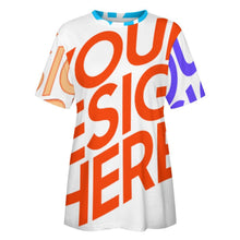 Lade das Bild in den Galerie-Viewer, Multi-Image-Druck Allover Print Rundhalsshirt Damen / Frauen 100% Baumwolle Kurzarmshirt Tshirt ay001 mit Fotos Muster Text Logo selbst gestalten und bedrucken