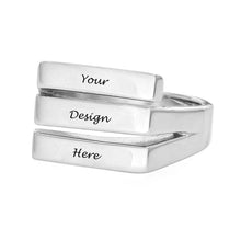 Lade das Bild in den Galerie-Viewer, Personalisierter 925er Sterling Silber Trio Ring J0013 mit Gravur selbst gestalten