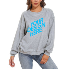 Lade das Bild in den Galerie-Viewer, 100% Baumwolle Rundhalspullover Rundhalsshirt Sweatshirt A-071 für Damen Frauen mit Foto Muster Text selbst gestalten und bedrucken