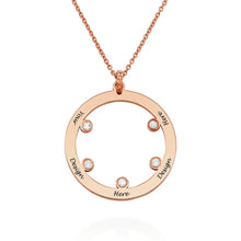 Lade das Bild in den Galerie-Viewer, Personalisierte Familienkreis Halskette mit Geburtssteinen X0081 mit Gravur selbst gestalten