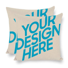 Lade das Bild in den Galerie-Viewer, Weißer Leinen Kissenbezug Kissenhülle beidseitiger Druck mit Foto Text selbst gestalten und bedrucken