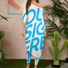 Lade das Bild in den Galerie-Viewer, Damen OFF Shoulder Shirt Kleid mit Carmen-Ausschnitt mit Hose SET 2tlg. VTZ mit Fotos Muster Text Logo selbst gestalten und bedrucken