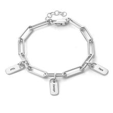 Lade das Bild in den Galerie-Viewer, Rory Gliederarmband mit personalisierten Tag Charms S0017 aus Sterlingsilber mit Gravur selbst gestalten