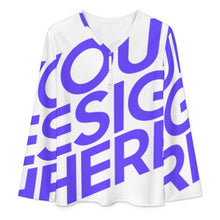 Lade das Bild in den Galerie-Viewer, Einzelbild-Design Damen / Frauen Langärmliges T-Shirt mit V-Ausschnitt mit Foto Design Motiv Text selbst gestalten und bedrucken (Simple Design)