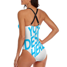 Lade das Bild in den Galerie-Viewer, Einzelbilddruck Sexy LT3150 Frauen Badeanzug Einteilig One-piece mit gekreuztem Träger selbst gestalten und bedrucken
