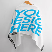 Lade das Bild in den Galerie-Viewer, Poncho Strickcape mit Fransen Halsschal Schal in hochwertiger Ausführung MY07 für Damen Frauen mit Foto Muster Text selbst gestalten und bedrucken