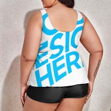 Lade das Bild in den Galerie-Viewer, Over Size Einzelbilddruck Damen / Frauen Voll Druck Sexy Tankini Set Tief V-Ausschnitt Große Größen QZ6065 mit Fotos Muster Text Logo selbst gestalten und bedrucken