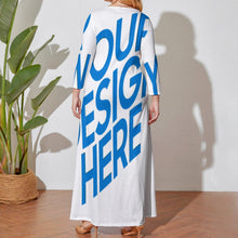 Lade das Bild in den Galerie-Viewer, Einzelbilddruck Damen / Frauen Übergröße Maxikleid A120 in ausgestellter Form mit Foto Text Muster selbst gestalten und bedrucken