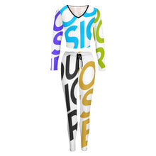 Lade das Bild in den Galerie-Viewer, Multi-Image-Druck Damen / Frauen V Ausschnitt Sweatshirt Set Sportanzüge Jogginganzug Hosen und Sport Crop Top 2 Stücke Bekleidungssets Yoga Outfit Freizeitanzug Sportswear NZ153 mit Fotos Muster Text Logo selbst gestalten und bedrucken