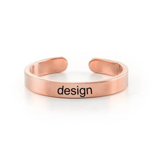 Lade das Bild in den Galerie-Viewer, Personalisierter Kupfer Open Ring J0020 mit Namen Gravur selbst gestalten