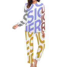 Lade das Bild in den Galerie-Viewer, Multi-Image-Druck Pajamas lang zweiteiliger Schlafanzug Damen / Frau BTZ mit Fotos Muster Text Logo selbst gestalten und bedrucken
