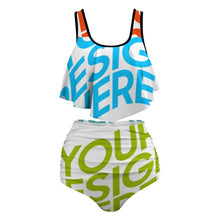 Lade das Bild in den Galerie-Viewer, Multi-Image-Druck Damen / Frauen Push-UP Bikinis Set mit Highwaist-Bikini-Hose FT5095 mit Fotos Muster Text Logo selbst gestalten und bedrucken