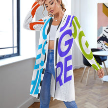 Lade das Bild in den Galerie-Viewer, Multi-Image-Druck Langarm Cardigan Strickjacke Shirt lang geschnitten NZ060 mit Foto Text Muster selbst gestalten und bedrucken